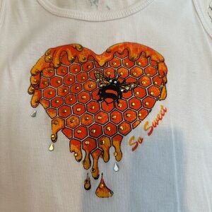 T Party Fashion White Graphic Sleeveless Tank